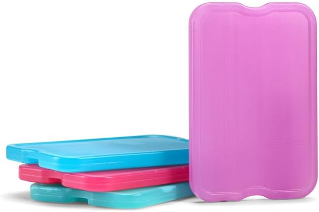 Cool Coolers by Fit & Fresh, Reusable & Long-Lasting XL Slim Ice Packs, Cold Packs for Cooler,Freezer Packs for Lunch Boxes Cooler Accessories for Lunch, Camping, Beach, and Work, 8PK, Multicolored