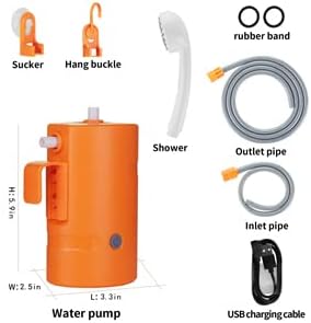 Portable Outdoor Shower, 2 Flow Mode, 4400mAh Battery Powered Shower Pump for Hiking/Backpacking, Travel, Beach, Pet, Flowering, IPX7 Waterproof &USB Rechargeable Camping Shower with 3 LED Lights…