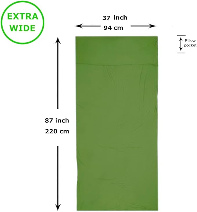 Travel Sheets for Hotel, Rayon Derived from Bamboo, Stretchy Sleep Sack for Adults, Warm Weather/Summer Sleeping Bag Liner for Camping and Travel, Rectangular with Pillow Pocket, Mummy, Cooling Sheets