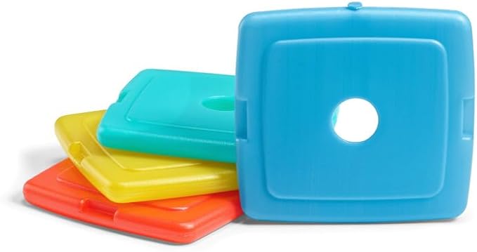 Cool Coolers by Fit & Fresh 4 Pack Slim Ice Packs, Quick Freeze Space Saving Reusable Ice Packs for Lunch Boxes or Coolers, Multi Colored, 3 Packs of 4