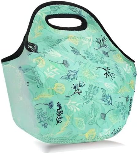 LOVAC Neoprene Lunch Bag, Thick Insulated Lunch Bag - Durable & Waterproof Lunch Tote With Zipper For Outdoor Travel Work School (Leaf)