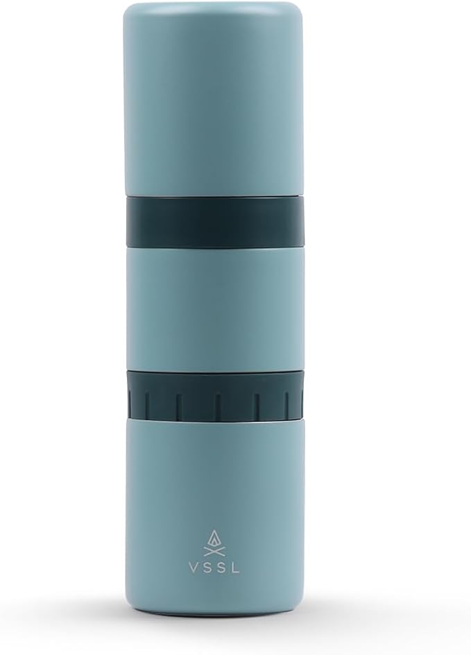 Nest Pour Over Coffee Kit, Transportable and Compact Pour Over Kit with Two 10 oz Double Walled Mugs, Everglade