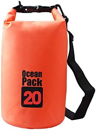 Outdoor Dry Sack/Floating Waterproof Bag 2L/3L/5L/10L/15L/20L/30L for Boating, Kayaking, Hiking, Snowboarding, Camping, Rafting, Fishing and Backpacking (Orange, 20L)