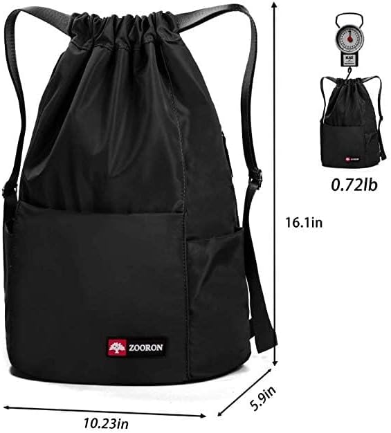 ZOORON Waterproof Drawstring Gym Backpack Bag for Men & Women, Sport Gym Sack Mini Travel Daypack