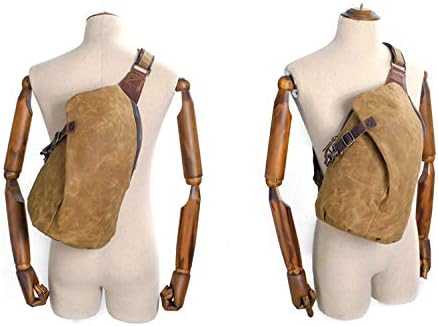 Men's Sling Backpack Waxed Canvas Crossbody Bag Casual Daypacks