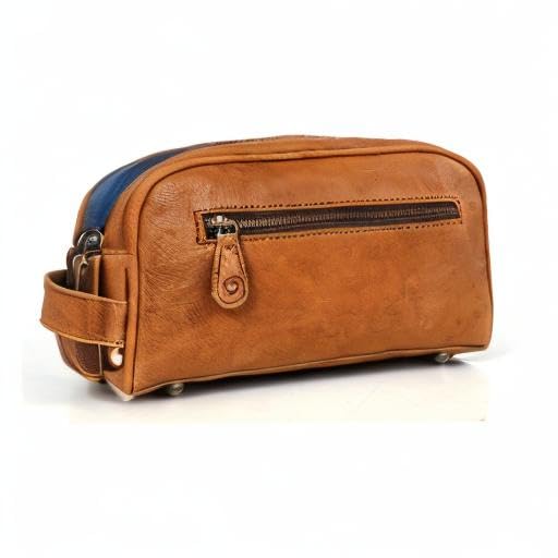 10" Premium Leather Toiletry Travel Pouch With Waterproof Lining | King-Size Handcrafted Vintage Dopp - Kit ~ Gift for Father's Day By Aaron Leather Goods