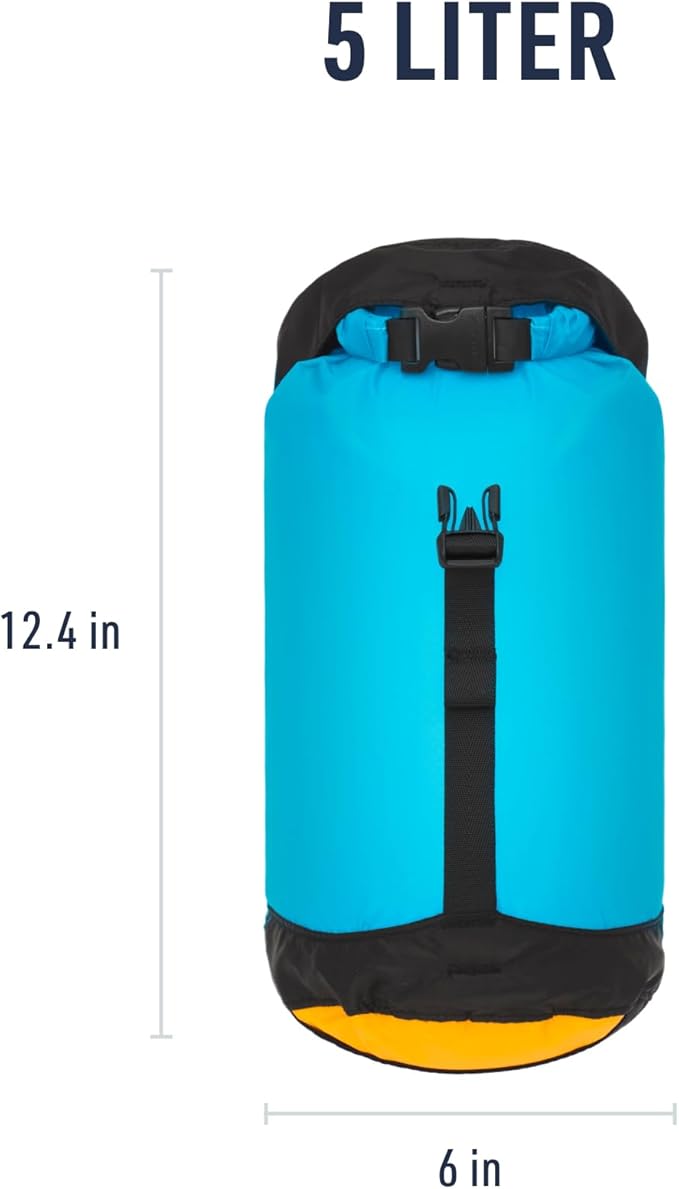 Sea to Summit eVac Ultra-Lightweight Compression Dry Bag, Waterproof Dry Storage, 5 Liter, Atoll Blue