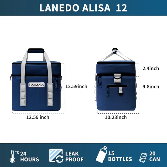 Lisa Lunch Soft Cooler 20/36 Can, Insulated Bag Portable Ice Chest Box for Lunch, Beach, Drink, Beverage, Travel, Camping, Picnic, Car, Trips, Cooler Leak-Proof