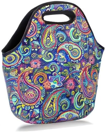 LOVAC Neoprene Lunch Bag, Thick Insulated Lunch Bag - Durable & Waterproof Lunch Tote With Zipper For Outdoor Travel Work(Retro2)