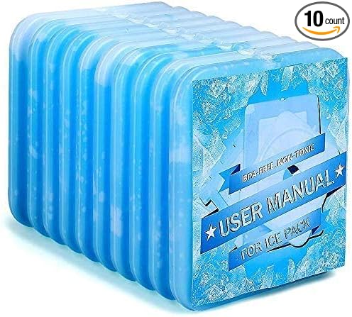 10pcs Slim Ice Packs Quick Cooling & Long-Lasting for Lunch Box | Lunch Bags | Freezer Packs Reusable Cool Pack | Ice Packs for Office/Jobsite/Camping/Beach/Picnics/Golf