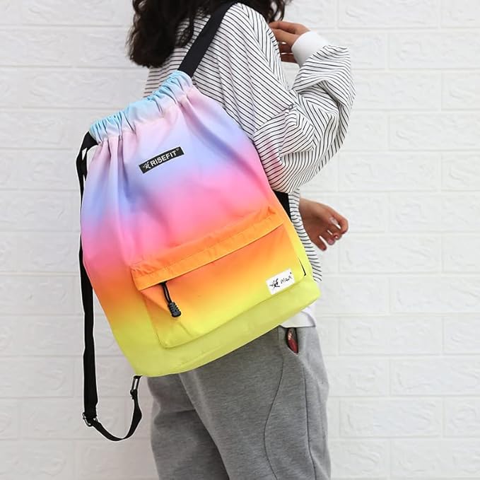 Waterproof Drawstring Bag, Gym Bag Sackpack Sports Beach Backpack for Men Women