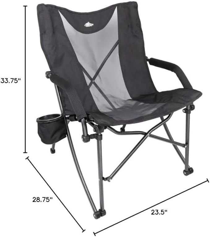 Cascade Mountain Tech Folding Camp Chair for Camping, Beach, Picnic, Barbqeues, Sporting Events with Carry Bag
