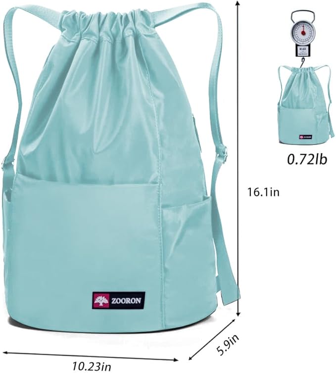 ZOORON Waterproof Drawstring Gym Backpack Bag for Men & Women, Sport Gym Sack Mini Travel Daypack