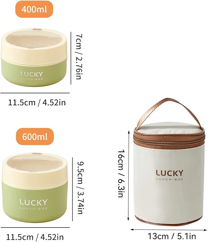 YBOBK HOME Thermal Bento Box Aldult Lunch Box, Stainless Steel Portable Insulated Lunch Container For Work Picnic, Keep Warm Food Container With Bag, Induction Cooker & Microwave Safe