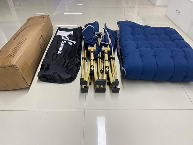 Sportneer Camping Cot: 1200D Double Layer Oxford Camping Cots for Adults - Heavy-Duty Foldable Cots for Camping Travel Tent Day Outdoor & Home Guest, Camping Cots with Mattress Carry Bag & 2 Pockets
