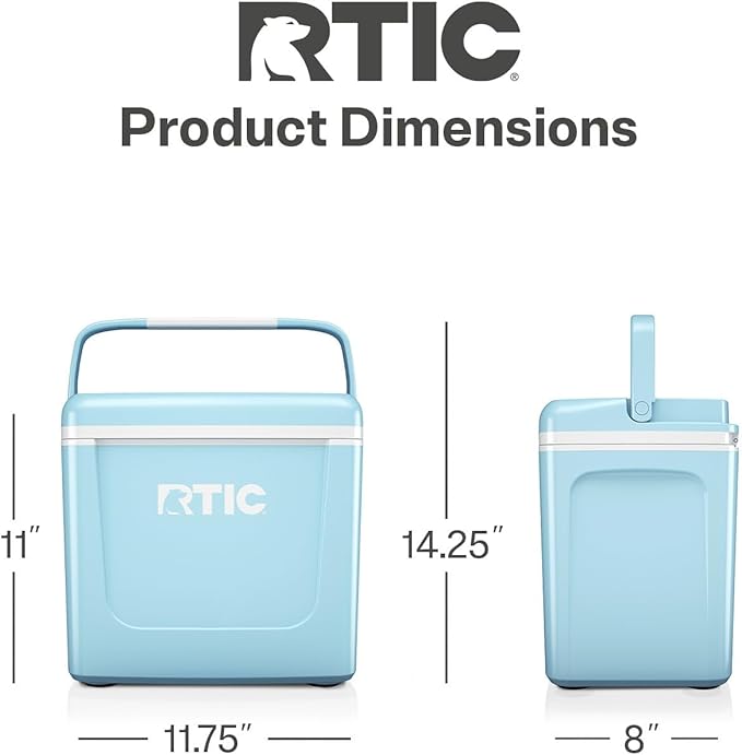 RTIC 8 QT Road Trip Personal Cooler, Small, Compact, Insulated, Portable Ice Chest Box for Food, Drink, Beverage, Beach, Camping, Picnic, Fishing, Boat, 12-Can Capacity