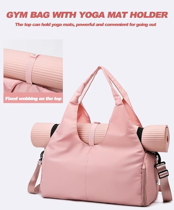 Yoga Gym Bag -Large Capacity Gym Bag with Yoga Mat Holder Water Resistant Workout Bag for Travel Workout Daily