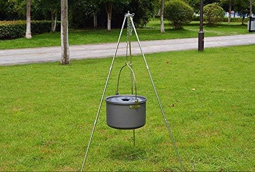 Sutekus Camping Tripod Camp Fire Tripod Portable Campfire Cooking Dutch Oven Tripod and Lantern Hanger silver