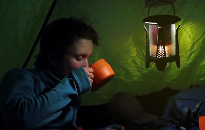 Thermoelectric Oil Lantern; Converts Heat into Electricity to Power Bright LED Lights. For Camping, Power Outages, Reading and Hiking