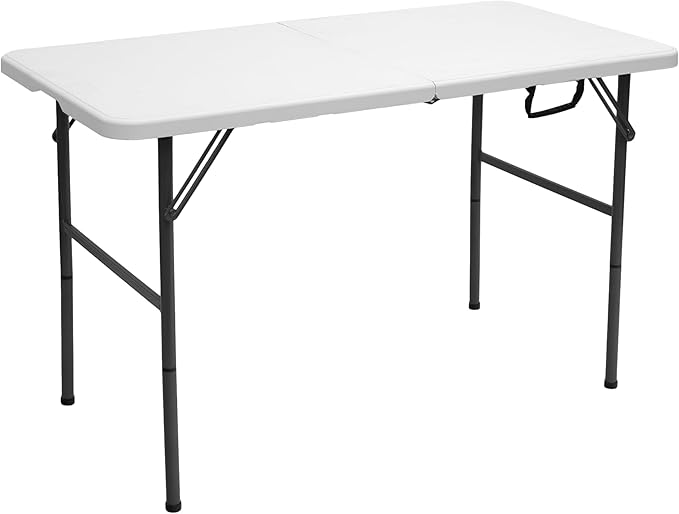 Stansport Folding Camp Table, White, 48 x 24 x 29-Inch