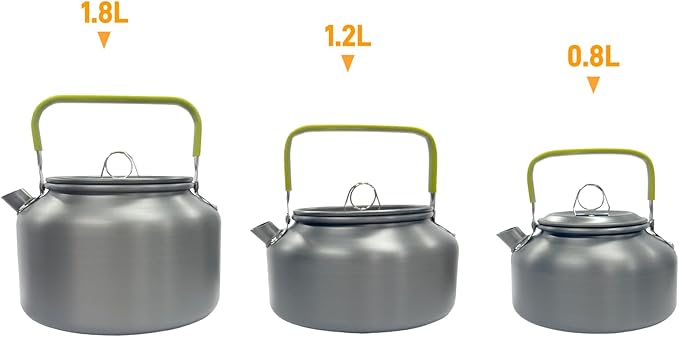 0.8L Camping Kettle, Hard-Anodized Aluminum Portable Campfire Kettle for Open Fire, Outdoor Camp Tea Coffee Pot for Stove Top, Backpacking, Hiking, Picnic and Traveling