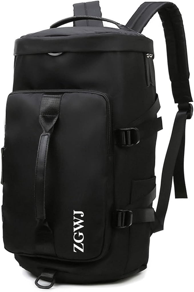 ZGWJ Sports Gym Bag with Wet Pocket & Shoes Compartment, Waterproof Shoulder Weekender Bag for Women and Men Swim Sports Travel Duffel Bag Lightweight and easy Carry on Black