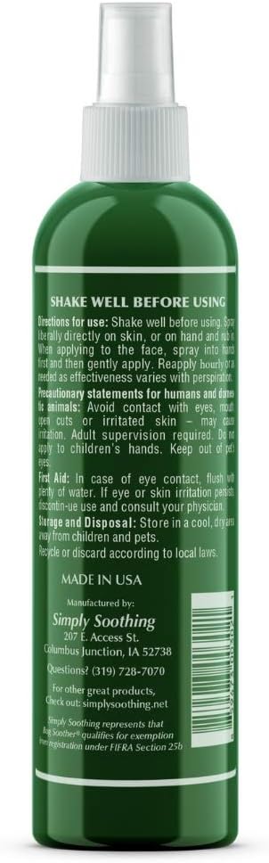 Bug Soother Candle - Natural Insect, Gnat and Mosquito Repellent Candle, 8 oz + 1oz Bottle of Bug Spray Deterrent - Safe for Adults, Kids, Pets, Environment - Made in USA