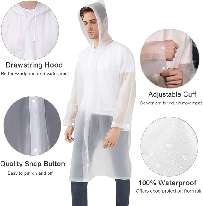 Rain Ponchos Raincoats for Adults Women Men, Reusable 2 Pack Rain Jacket Coats with Hood for Family Disney Camping Hiking