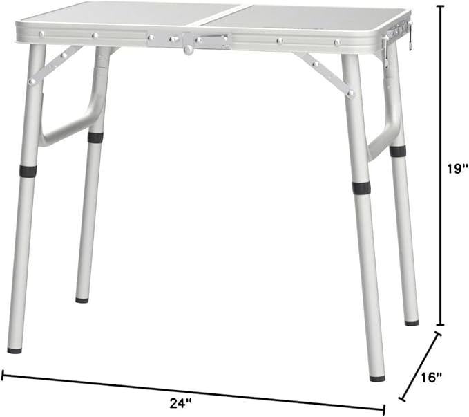 REDCAMP Small Folding Camping Table,2ft Portable Aluminum Outdoor Small Foldable Table Adjustable Height Lightweight for Picnic Cooking Beach