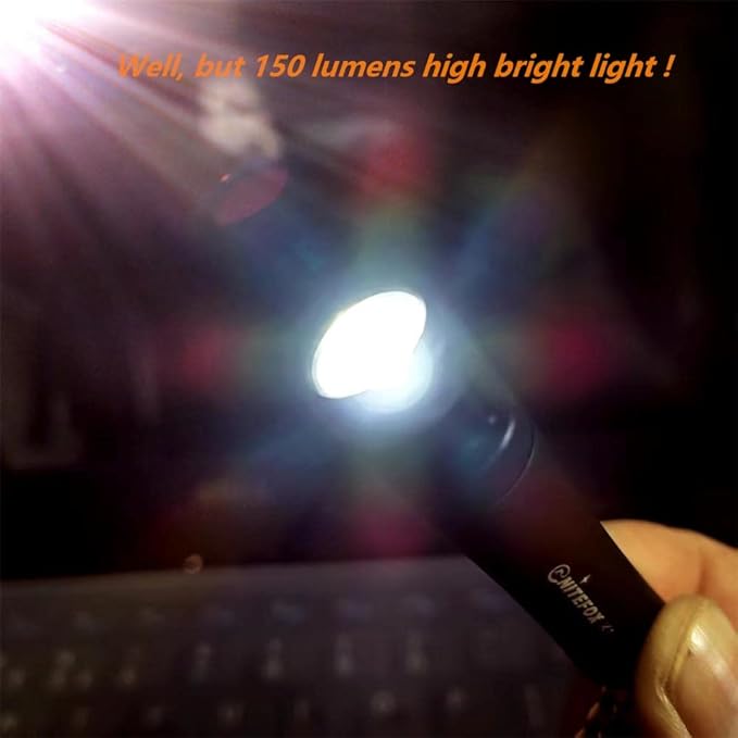 Bright Keychain Flashlight K1,high Bright 150 lumens,as Small Flashlight Lantern Camp lamp Light,Waterproof Torch for EDC,Reading,Sleep,Dog Walking,Camping,Hiking (2 PCS Black White)