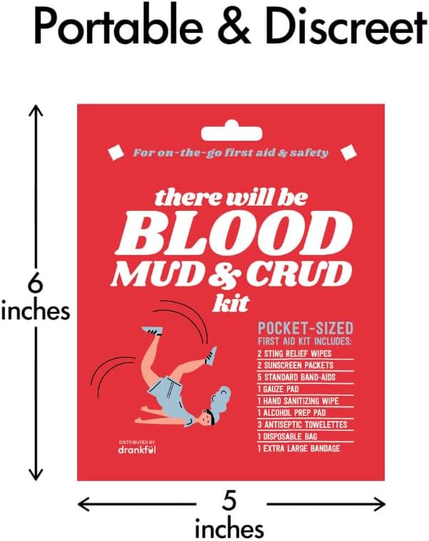 There Will be Blood, MUD, & CRUD Kit, Portable First Aid Kit, Pocket-Sized, Emergency Essentials, for On-The-Go, Perfect for Trail Running, Camping, Hiking, Outdoors