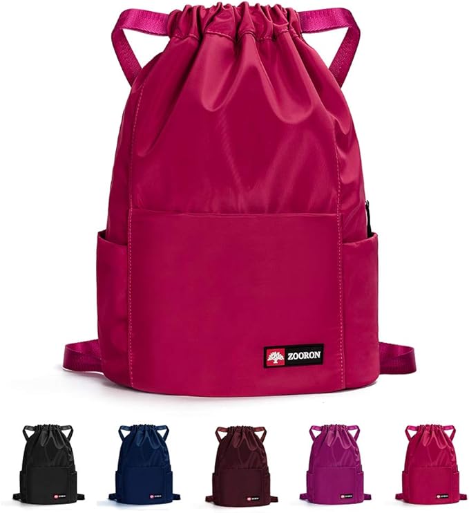 ZOORON Waterproof Drawstring Gym Backpack Bag for Men & Women, Sport Gym Sack Mini Travel Daypack