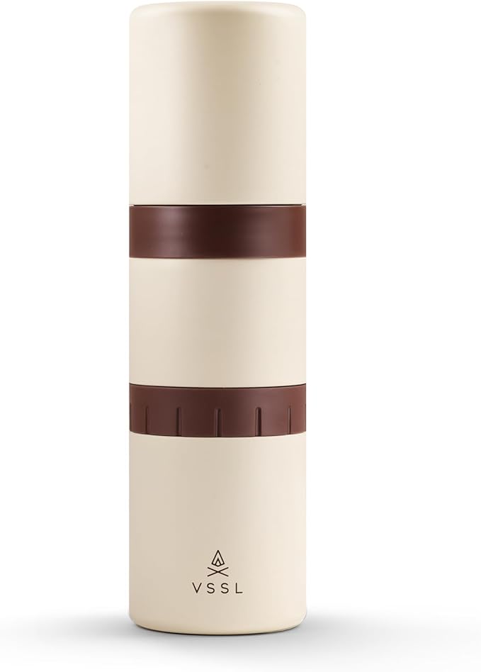 Nest Pour Over Coffee Kit, Transportable and Compact Pour Over Kit with Two 10 oz Double Walled Mugs, Cream