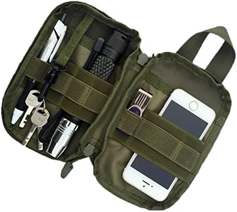 edc pouch multifunctional tactical bag molle bag accessory bag mobile phone bag, tactical belt pouch, men's belt bag, outdoor sports travel hiking waterproof bag with American flag embroidery patch
