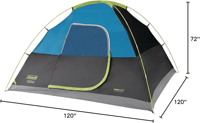 Coleman Sundome Dark Room 4/6 Person Tent, Blocks 90% of Sunlight to Keep Inside Cool, Weatherproof Tent with Rainfly Sets Up in Minutes