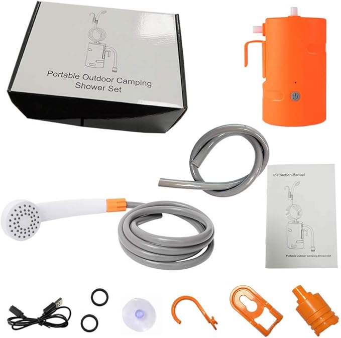 Portable Outdoor Shower, 2 Flow Mode, 4400mAh Battery Powered Shower Pump for Hiking/Backpacking, Travel, Beach, Pet, Flowering, IPX7 Waterproof &USB Rechargeable Camping Shower with 3 LED Lights…