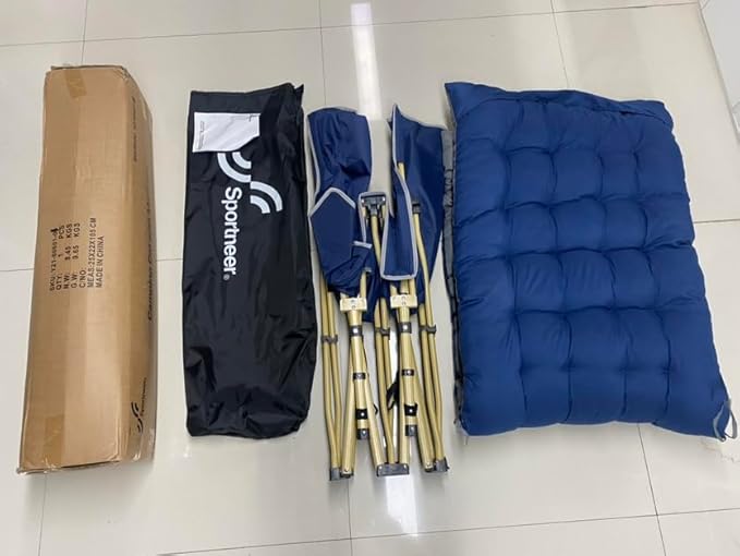 Sportneer Camping Cot: 1200D Double Layer Oxford Camping Cots for Adults - Heavy-Duty Foldable Cots for Camping Travel Tent Day Outdoor & Home Guest, Camping Cots with Mattress Carry Bag & 2 Pockets