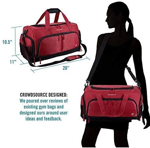 Ultimate Gym Bag 2.0: The Durable Crowdsource Designed Duffel Bag with 10 Optimal Compartments Including Water Resistant Pouch