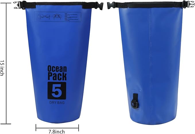 YDYJKI Floating Waterproof Dry Bag for Travel 5L/10L/20L/30L, Roll Top Sack Keeps Gear Dry for Kayaking, Rafting, Boating, Swimming, Camping, Hiking, Beach, Fishing (Sapphire Blue, 5L)