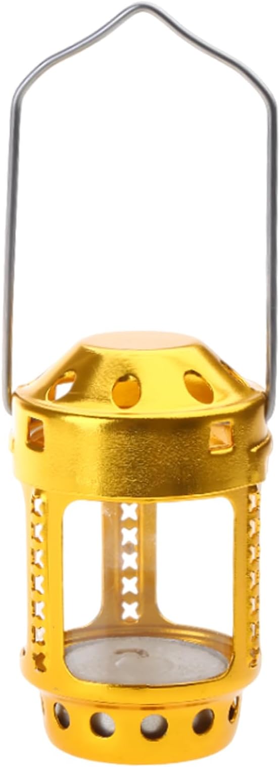Hiking Candle Lamp Night Fishing Hangings Outdoor Camping Aluminum Alloys Candle Lamp for Outdoor Camping Angling, Gold
