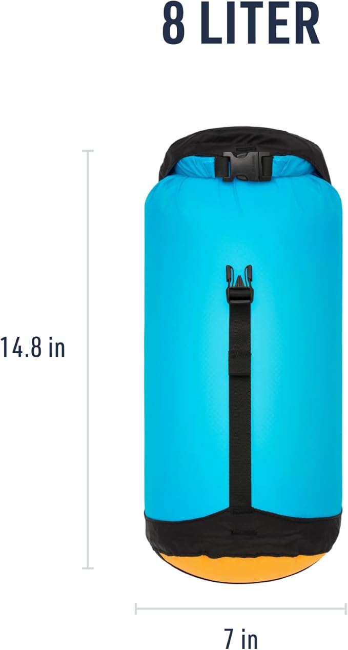 Sea to Summit eVac Ultra-Lightweight Compression Dry Bag, Waterproof Dry Storage, 8 Liter, Atoll Blue