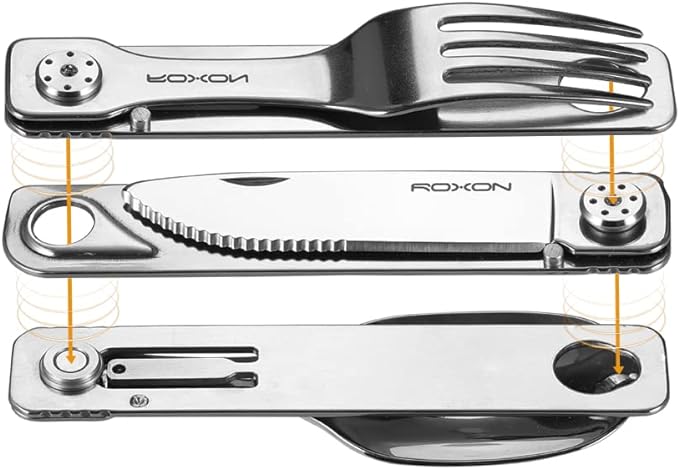 ROXON C1 3 IN 1 Camping Utensils Detachable Cutlery Knife Spoon Fork for Outdoor Camping Hiking