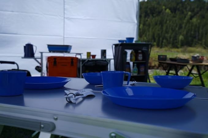 1-Person Camping Dish Table Set, Washable/Reusable Polypropylene Dinnerware Set for Camping and Outdoor Dining by Caddis Sports