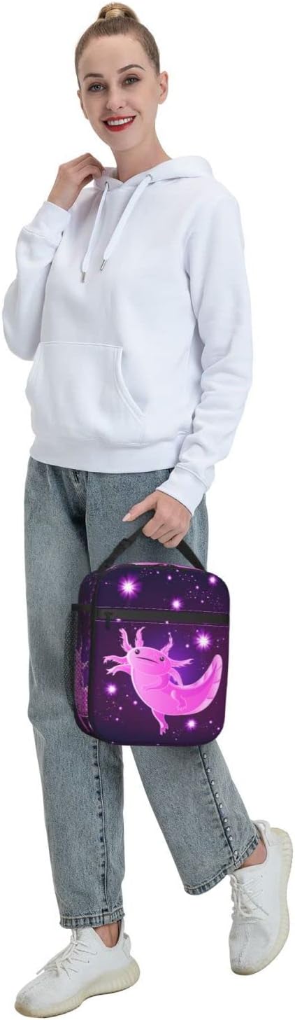 Purple Axolotl Lunch Box Lunch Box Reusable Insulated Totes Lunch Bag Thermal Cooler For Boy Girls School Men Women Beach Picnic Travel
