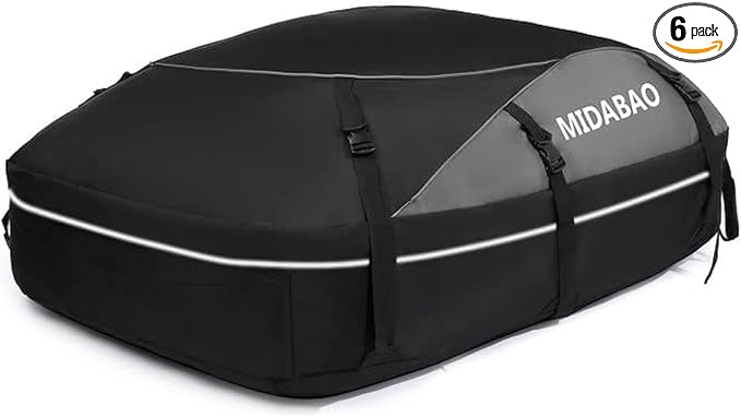 MIDABAO 20 Cubic Waterproof Duty Car Roof Top Carrier-Car Cargo Roof Bag Car Roof Top Carrier - Waterproof & Coated Zippers- includes Anti-Slip Mat- for Cars with or without Racks (20 Cubic Feet)