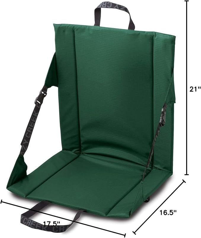 Crazy Creek Original LongBack Chair, Portable Chair for Camping and Stadiums, High Density Foam Cushion, Comfortable and Adjustable Back Support, Lightweight and Foldable,Forest Green