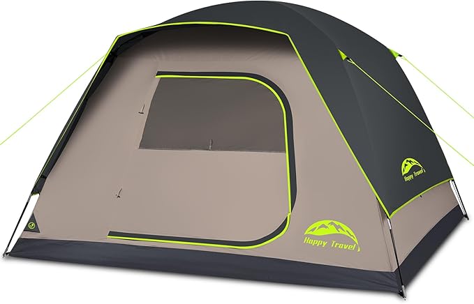Happy Travel Camping Tent, 6 Person Dome Tents for Camping with Rainfly, Waterproof Clip Easy Setup Portable Family Tent with Mesh Windows, 20% More Headroom Backpacking Tents for Camping & Hiking