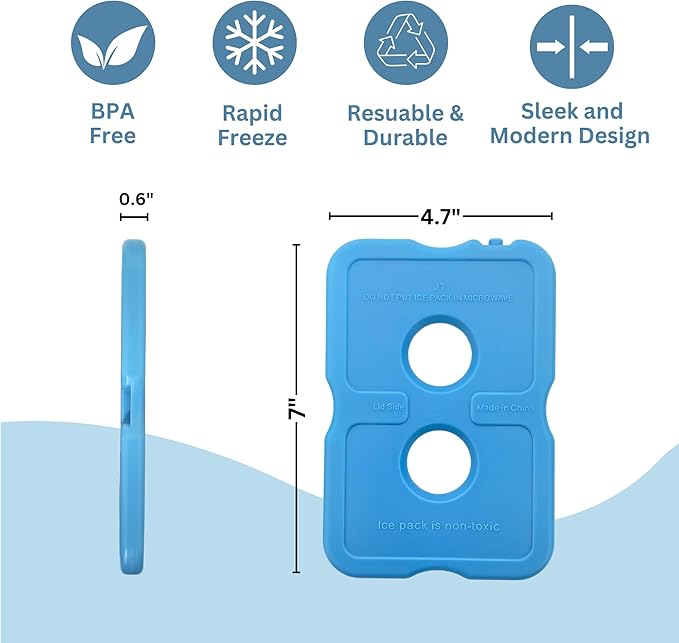 GURIN Reusable Ice Packs for Lunch Box/Coolers, Bag, or Backpack Coolers - Cold Up to 8-12 Hours Long Lasting for Camping Picnic, Outdoor Activities, Food Delivery