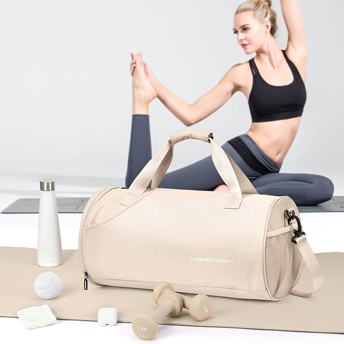 Gym Bag for Women Mens with Wet & Shoe Compartment,Small Duffle Bag for Travel Sport Gym Tote Bags Workout Bag Overnight Weekender Bag Carry on Travel Bag White