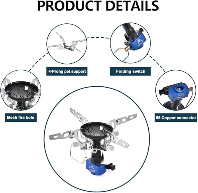 Widesea Backpacking Stove 3300W Camping Stove Portable Gas Burner with Iginitor Mini Ultralight Hiking Gear Outdoor Equipment
